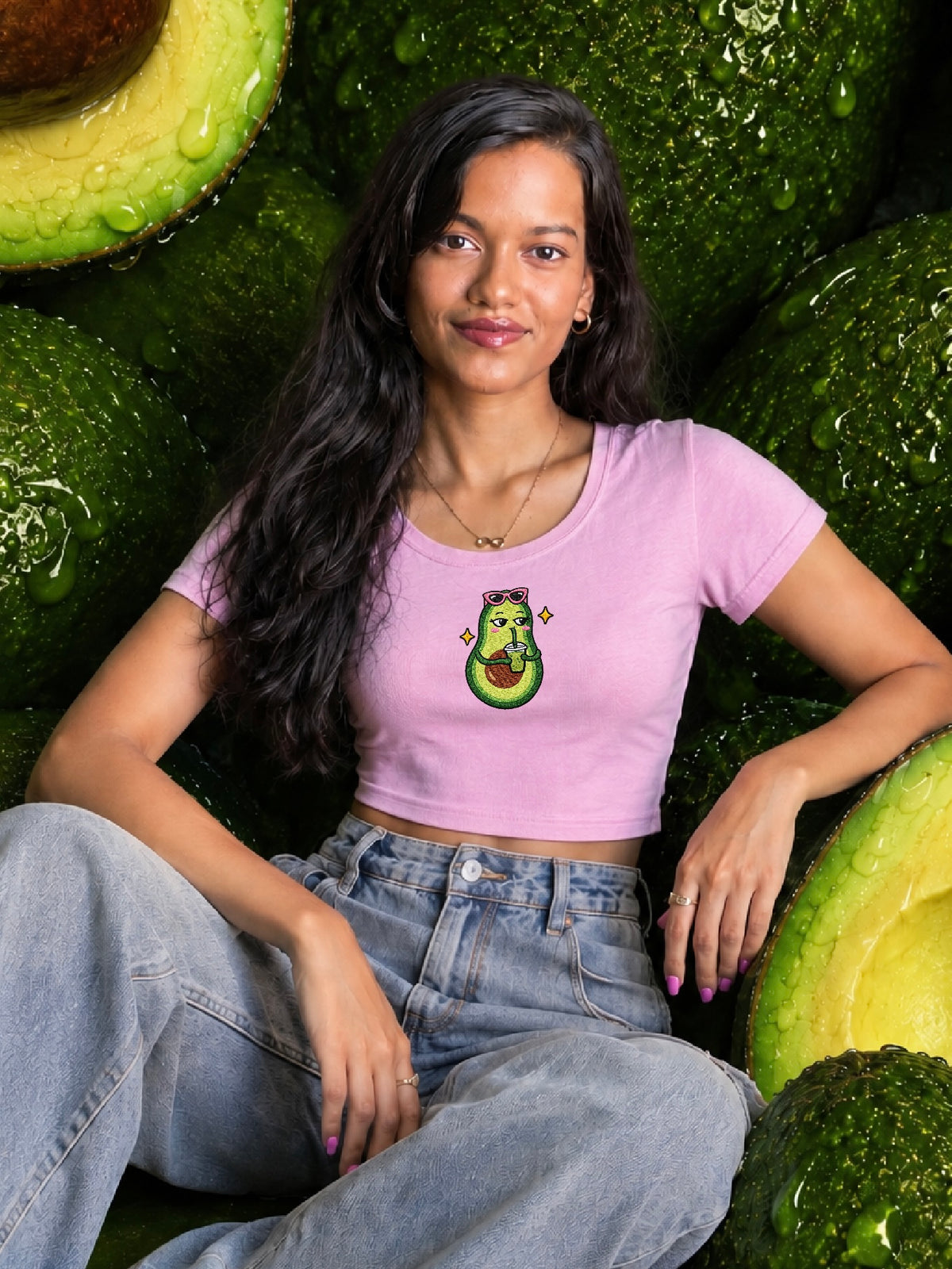 Avocado Matcha Crop Top (Embroidery)