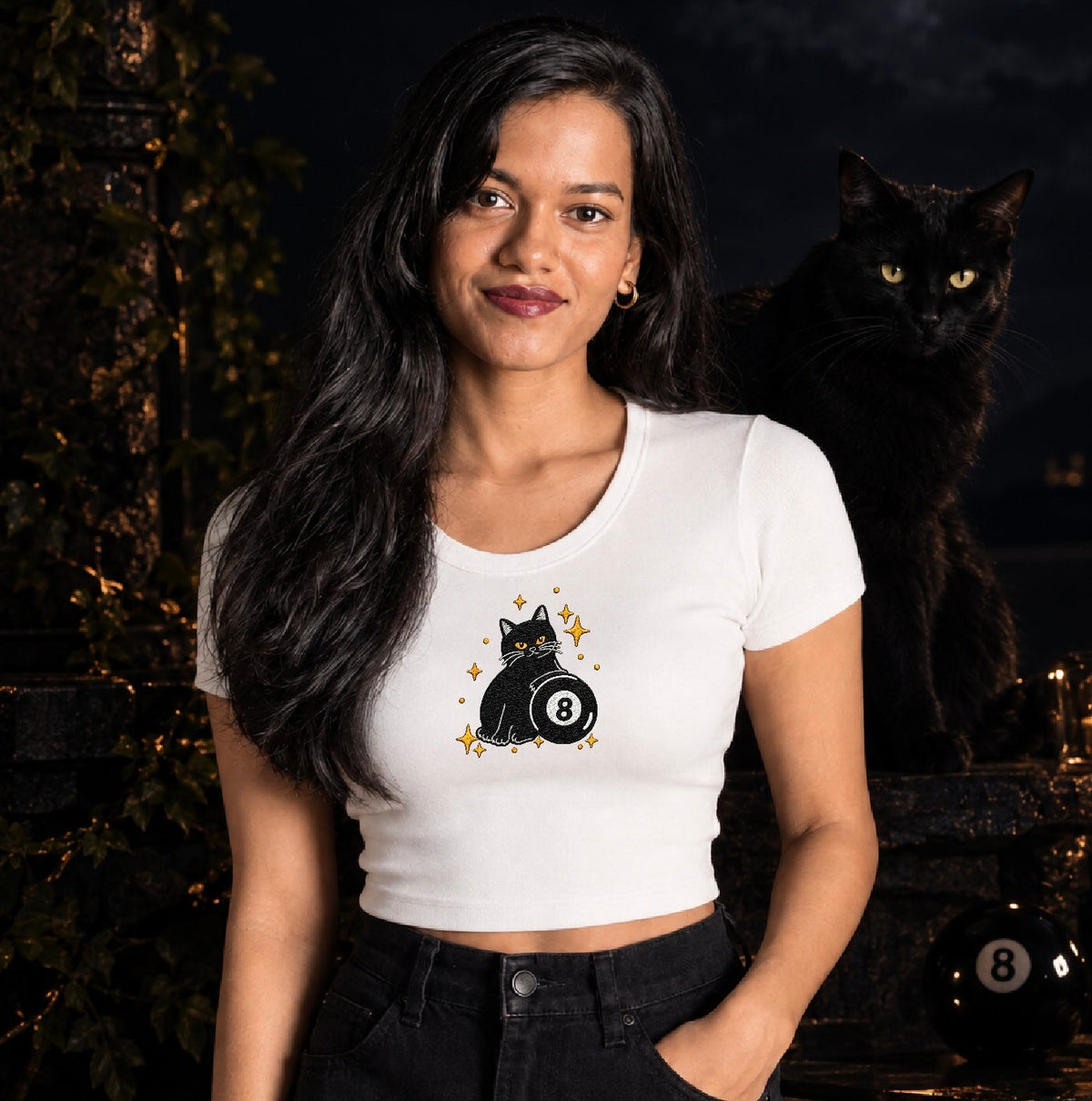 Cat Crop Top (Embroidery)